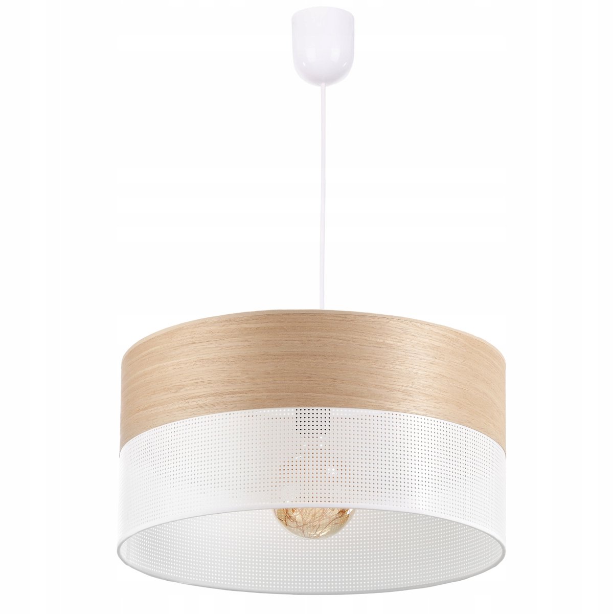 Houten Hanglamp met Gaten 40cm E27 LED - Sfeervolle Verlichting