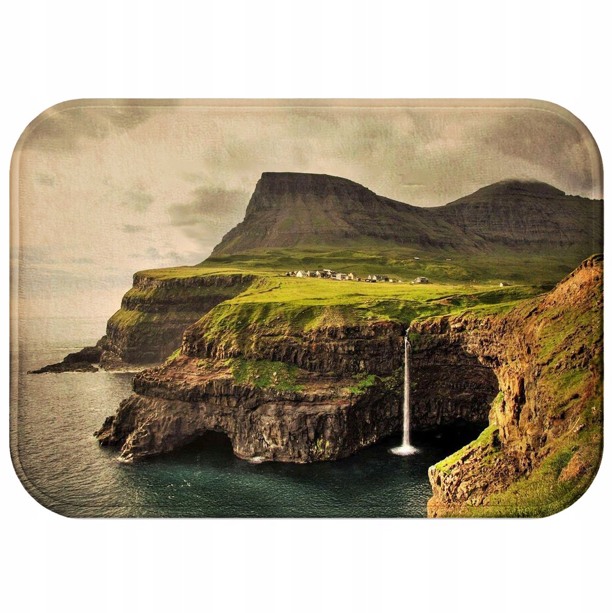 Antislip Badmat 60x40cm - Zee, Rotsen & Waterval - Zacht & Sneldrogend