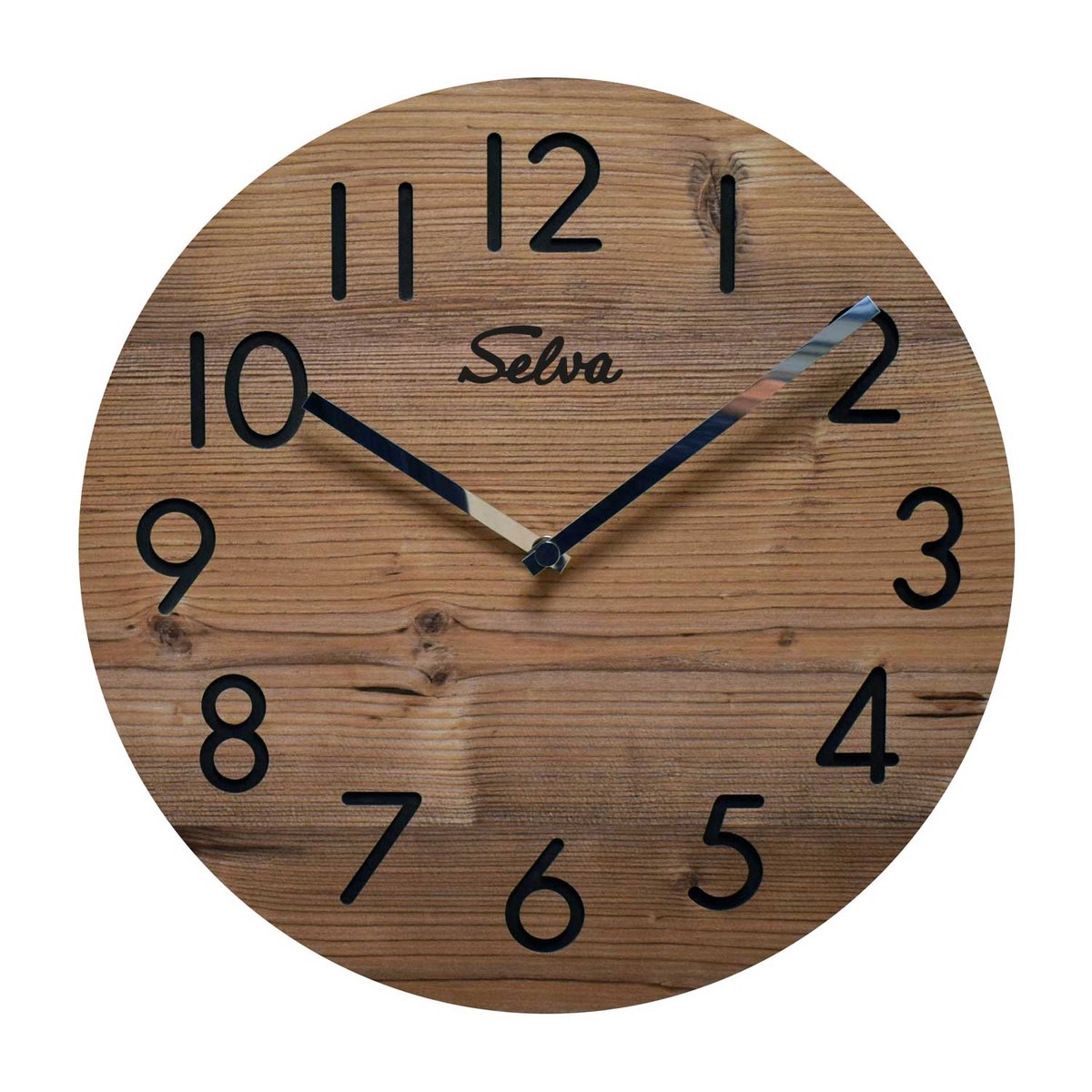 SELVA wandklok, modern, groot, quartz uurwerk, van hout (MDF-gecoat), Zwarte Woud handwerk, Made in Germany