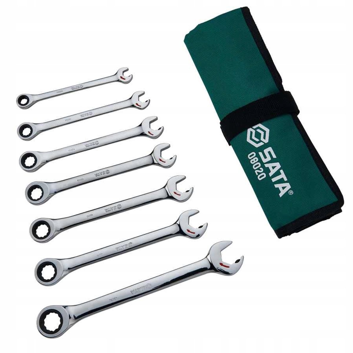 7-delige metrische ringsleutelset met ratel, 5/16"-3/4"