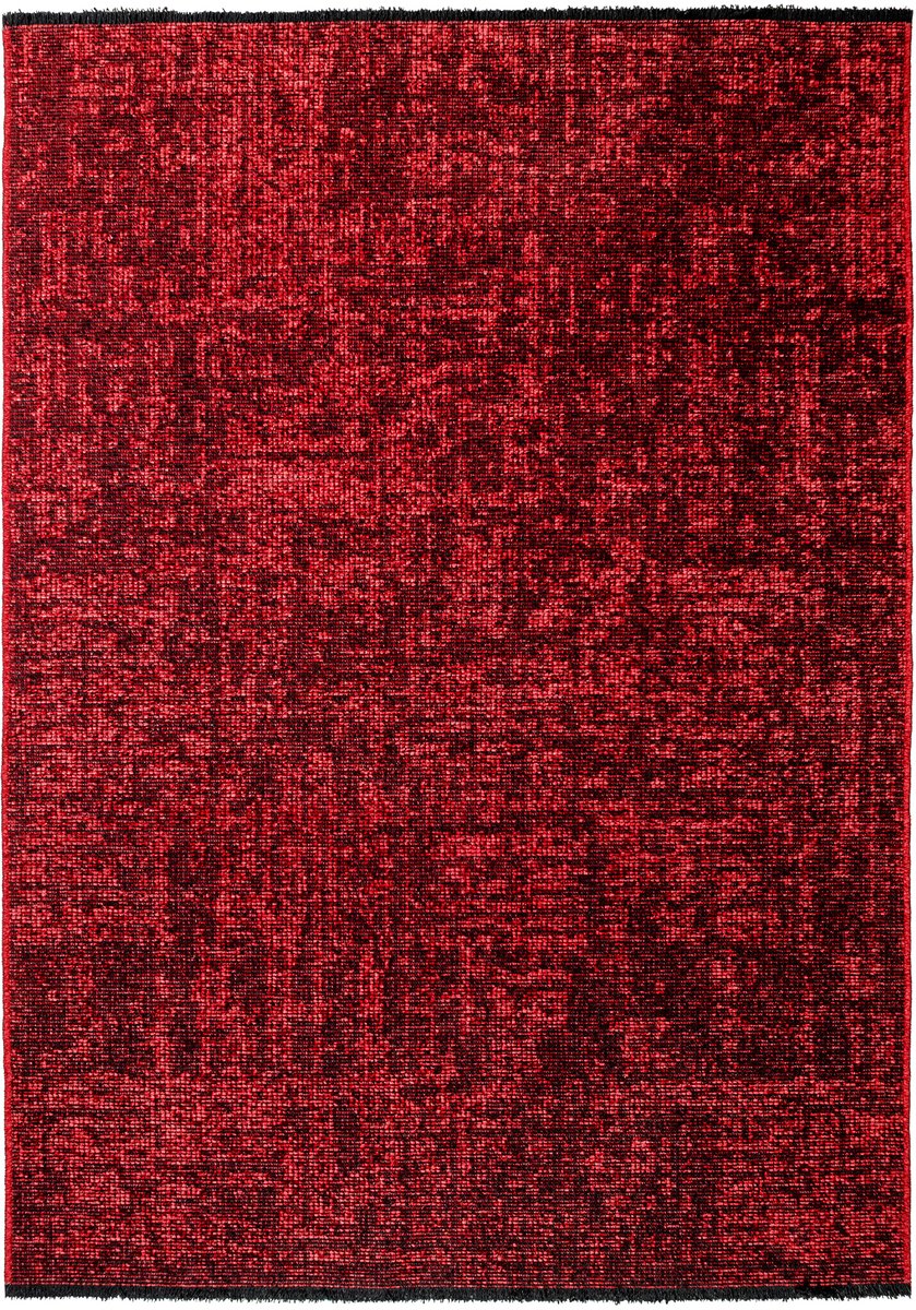Vloerkleed SPACE 200 x 290 Rood – Modern, Dun en Luxe Chenille-Katoen Vloerkleed