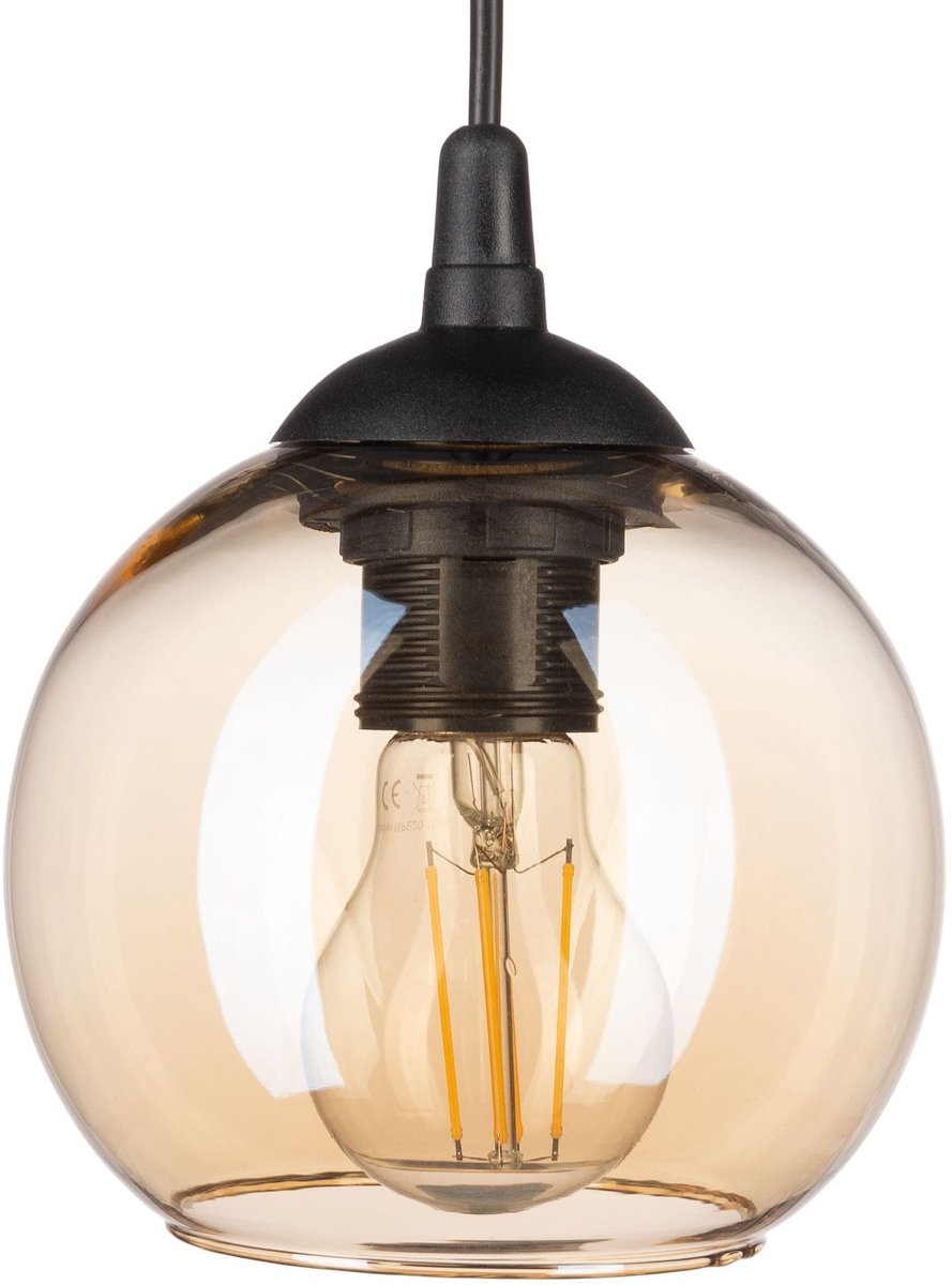 Venus Amber Hanglamp - Kleine Amberkleurige Glazen Bol met Ombreffect