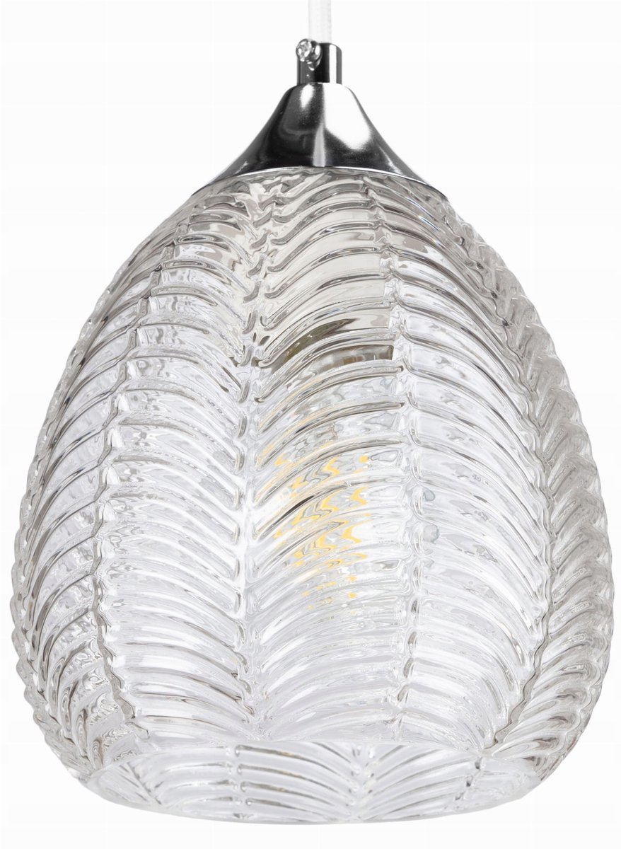 Glazen Hanglamp Wit Transparant met Zilveren Fitting E27