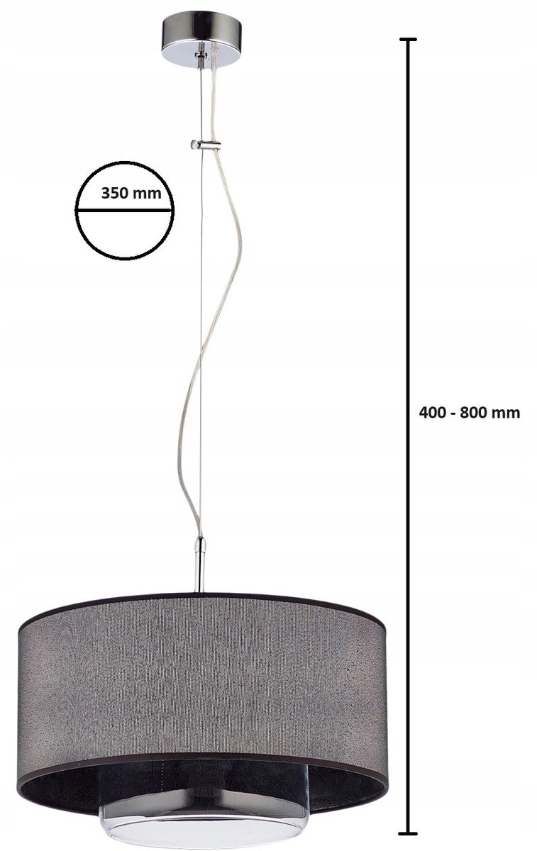 AVEO Hanglamp Grijs 1-lichts Transparante Kap E27