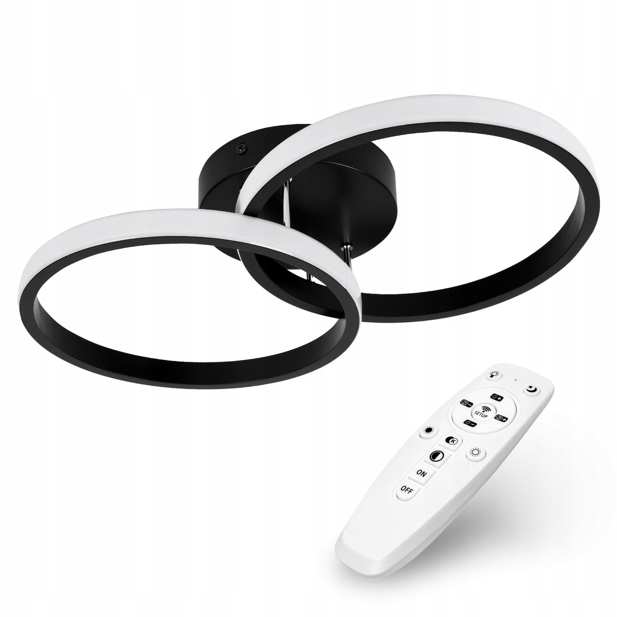 Moderne LED Plafondlamp 22W Ring Zwart met afstandsbediening