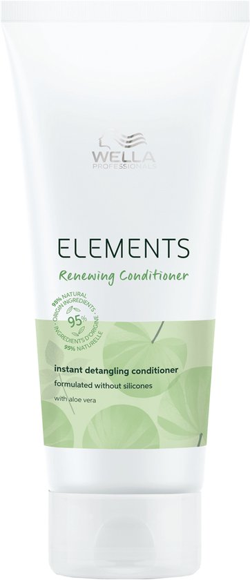 Witte tube Wella Professionals Elements Renewing Conditioner met groene bladeren op het etiket.