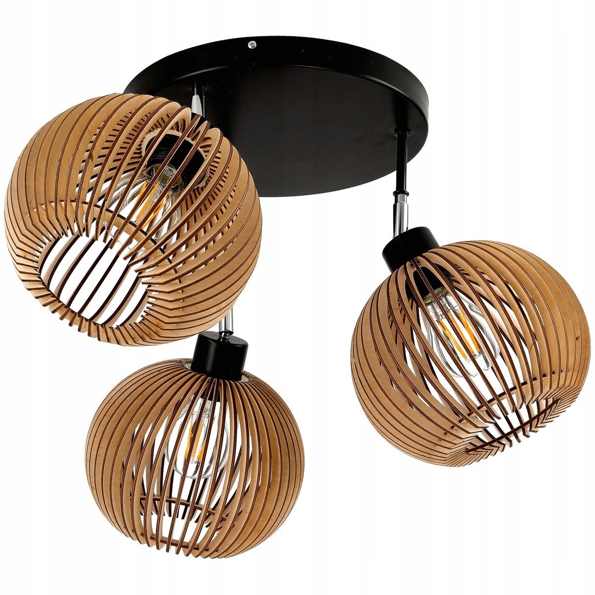 Loft Plafond Lamp met Hout en Verstelbare Armen - 3xE27