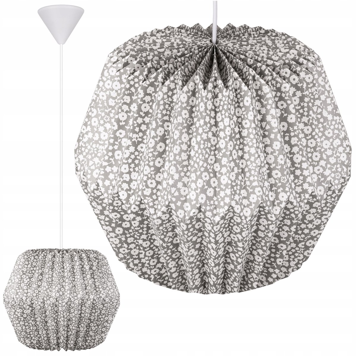 Papieren Hanglamp Bloem Grijs E27 Slaapkamer Salon Decoratief