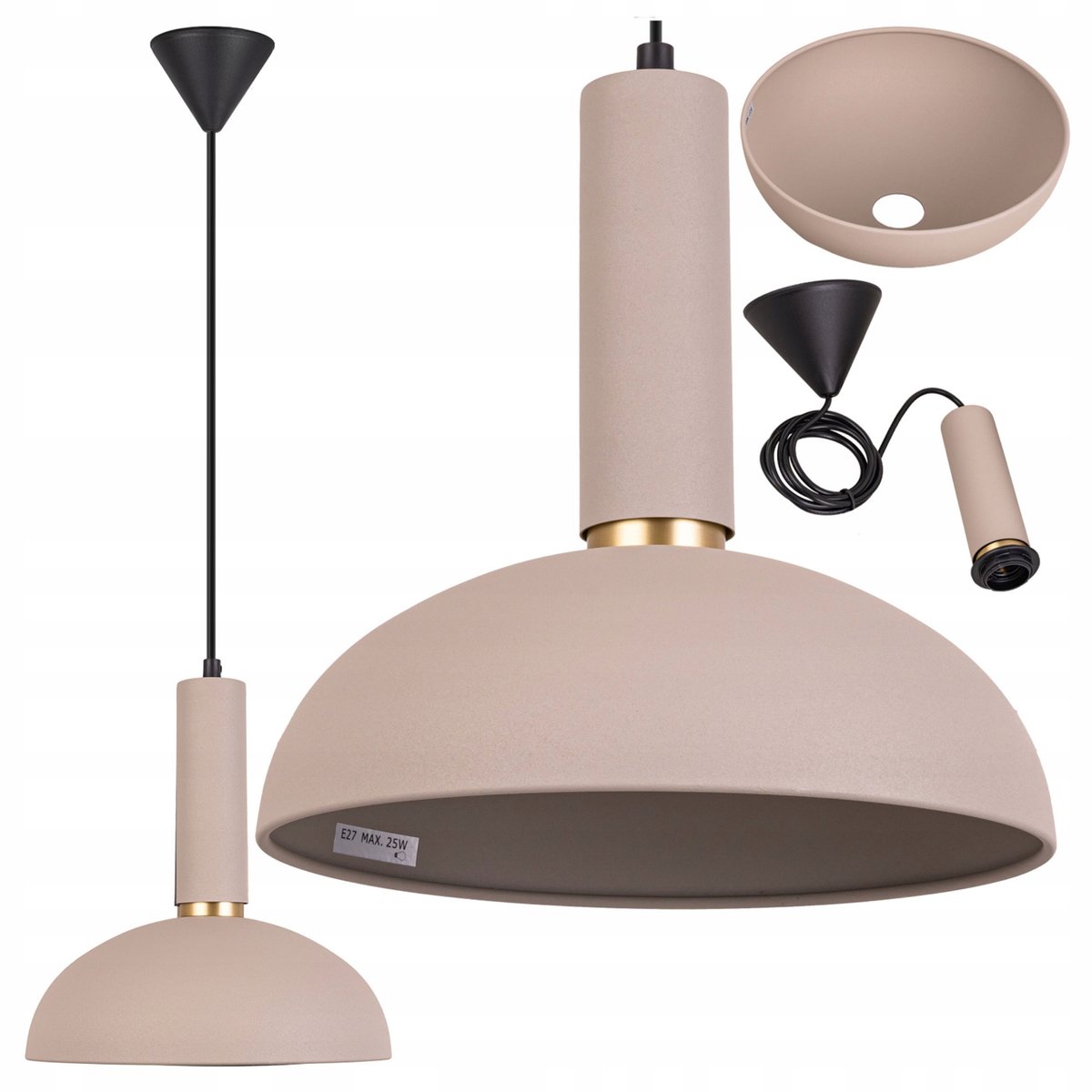 Hanglamp Beige Goud E27 Cashmere Loft Stijl