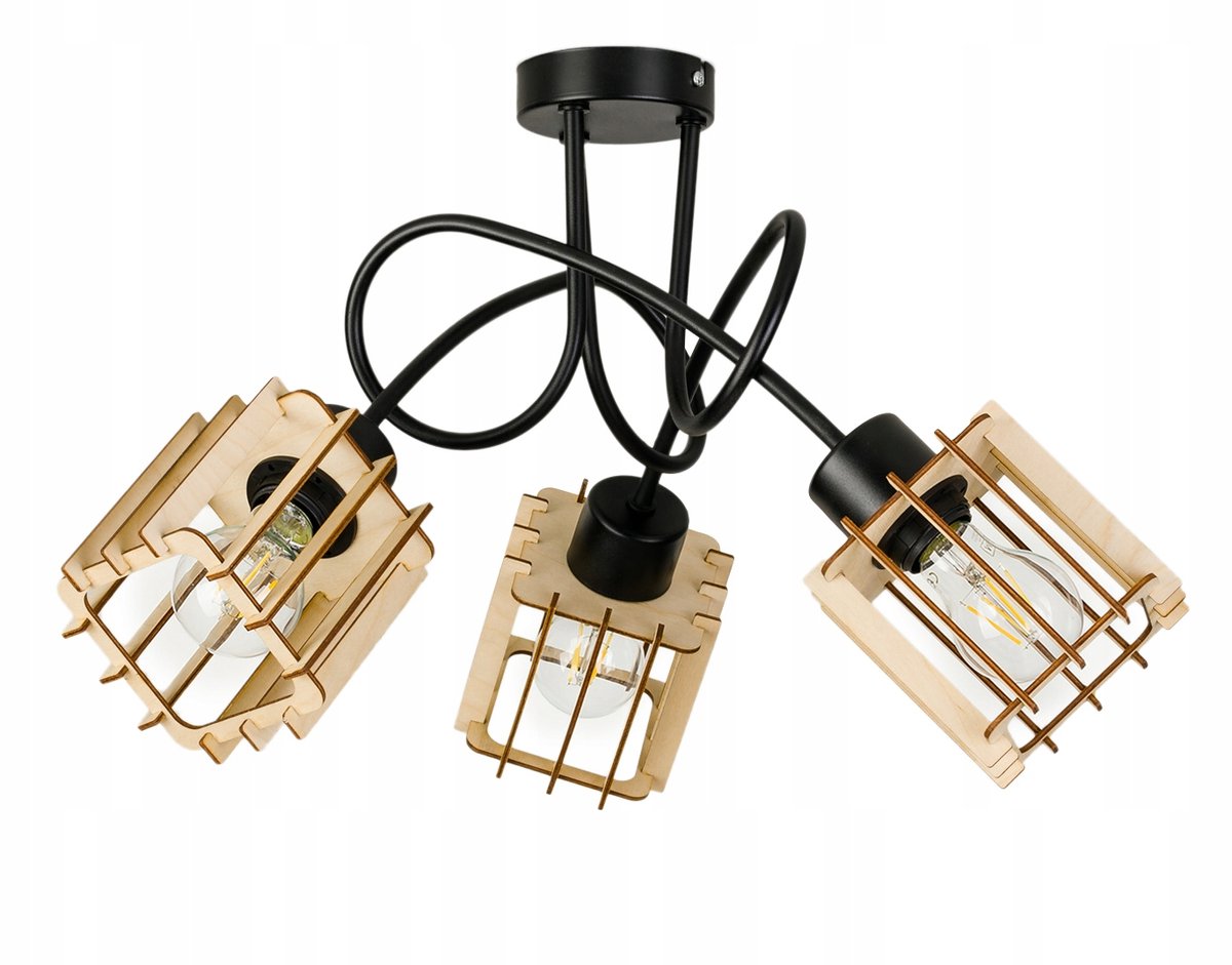 Hanglamp Loft Hout E27 Zwart - Stijlvolle Verlichting