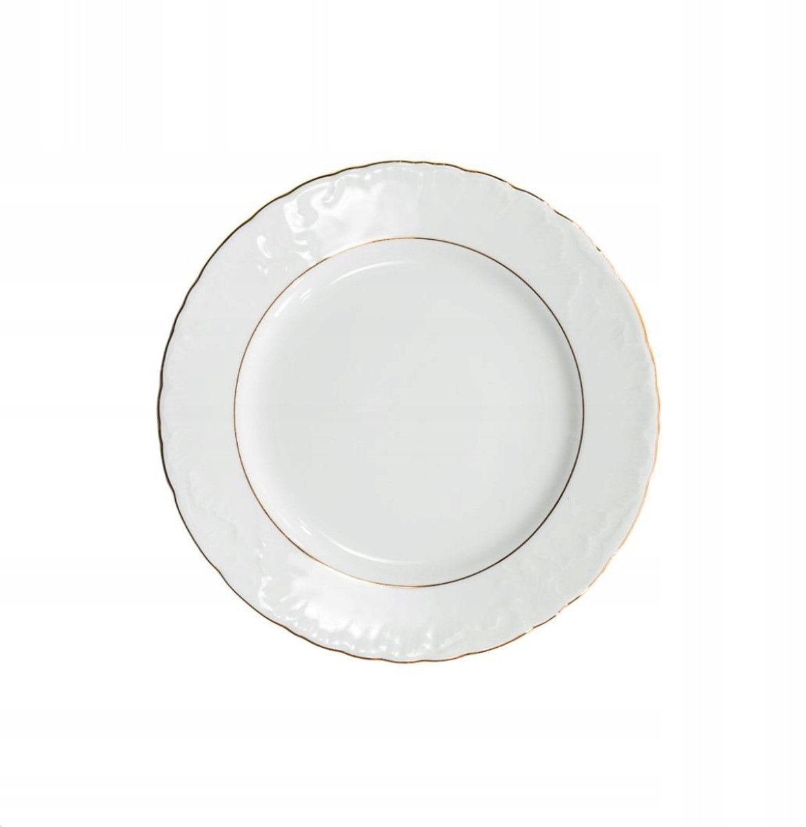 Ćmielów Rococo Plat Bord 25 cm - Porselein met Gouden Strepen
