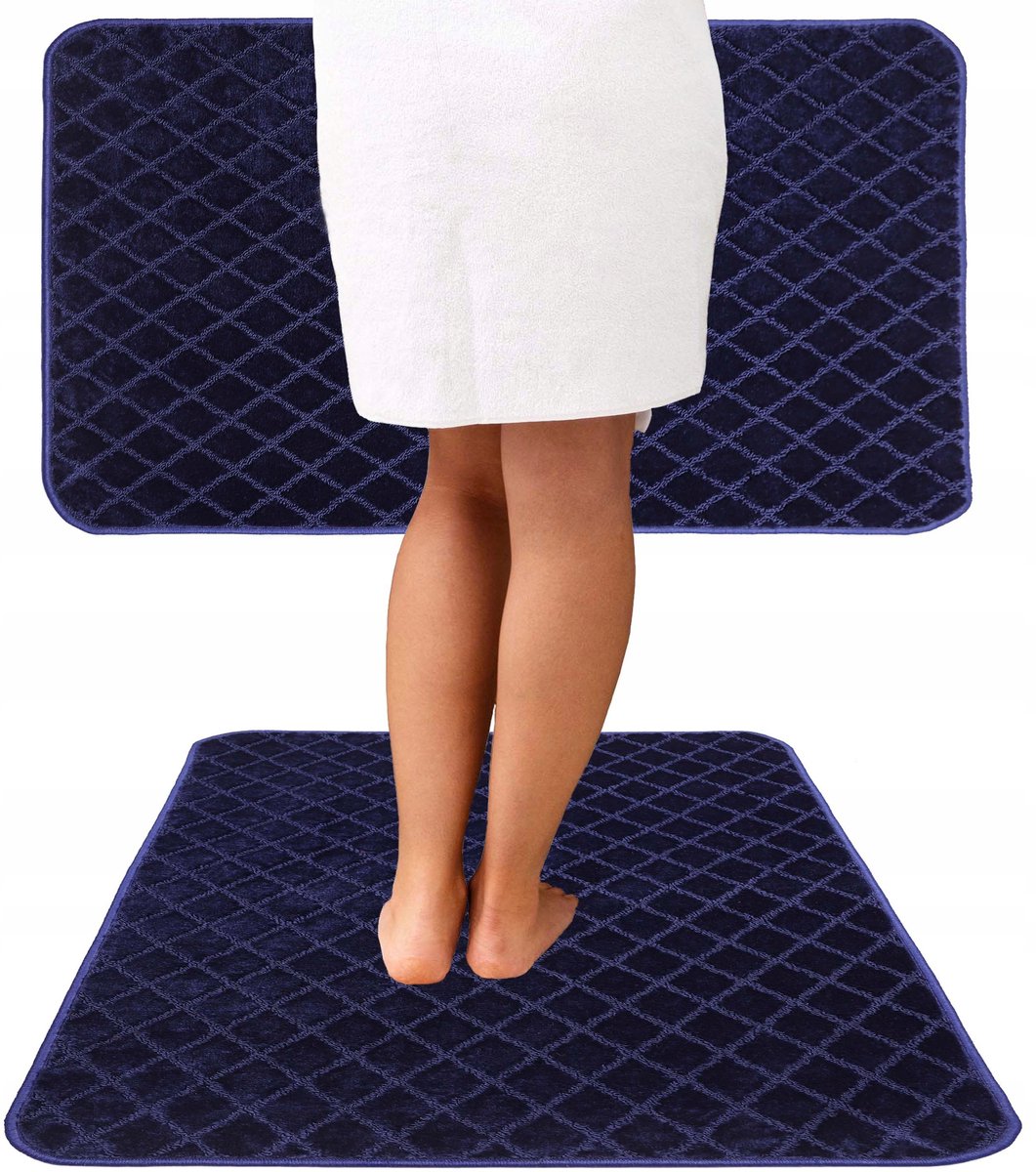 Elsimone 3D Antislip Badmat Zacht 100x100 cm Marineblauw