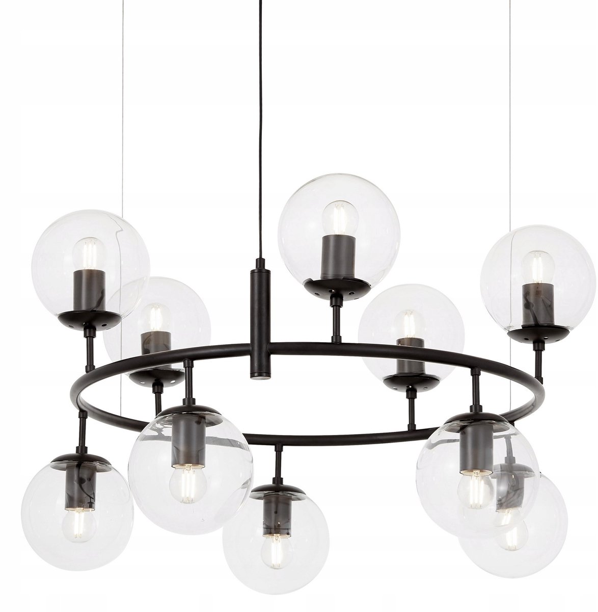 Moderne Zwarte Hanglamp Ceredo 10-lichts E27 Glas Metaal