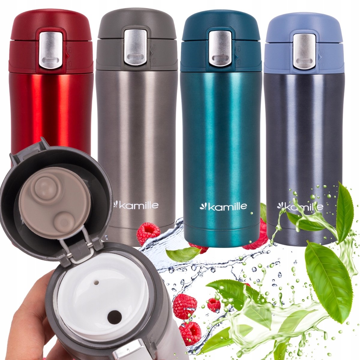 Kamille Thermosbeker Metaal 450ml - Houdt Drankjes Warm/Koud