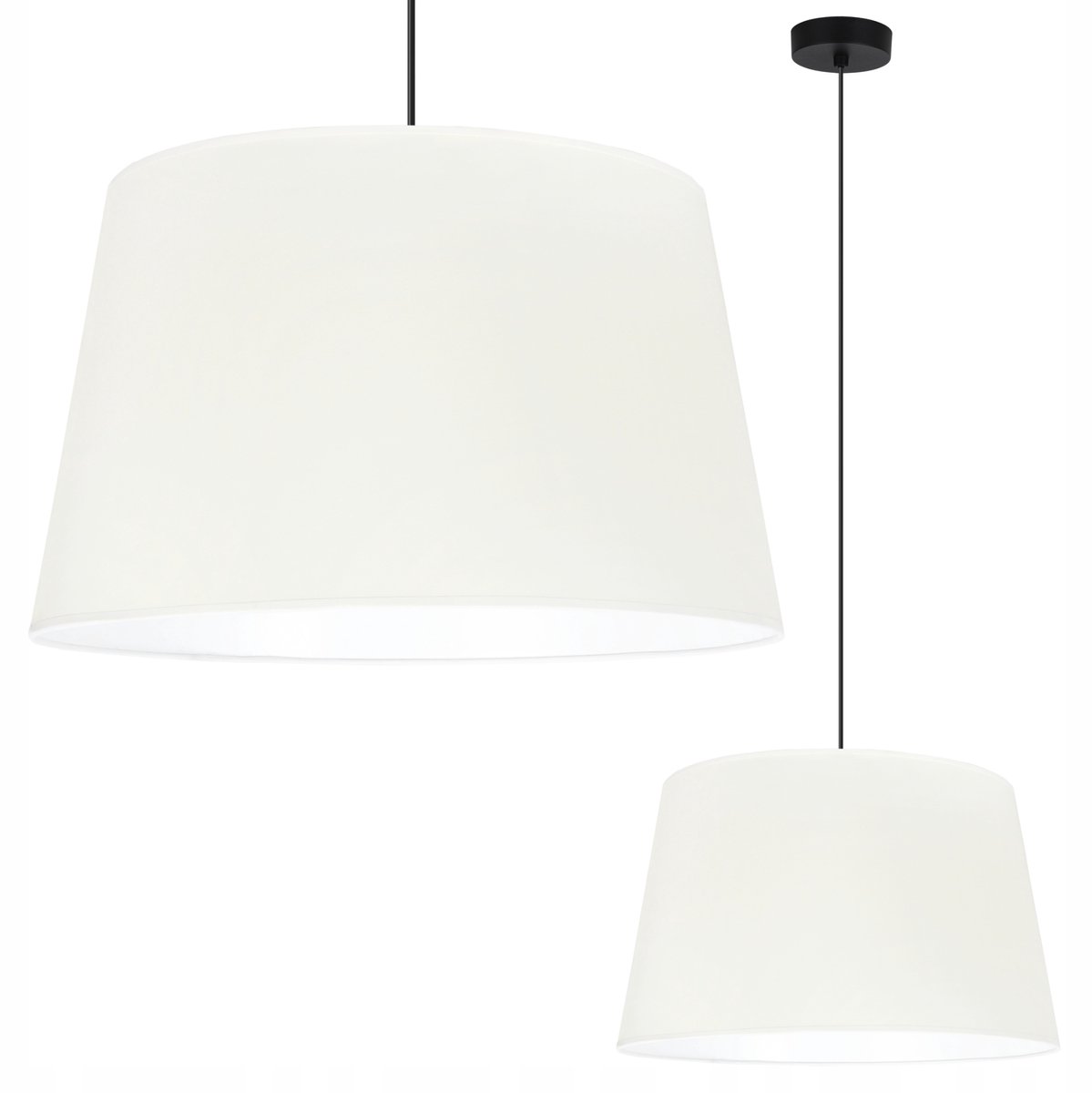 Klassieke Plafondlamp met Stoffen Kap - Crème/Ecru Kegelvorm