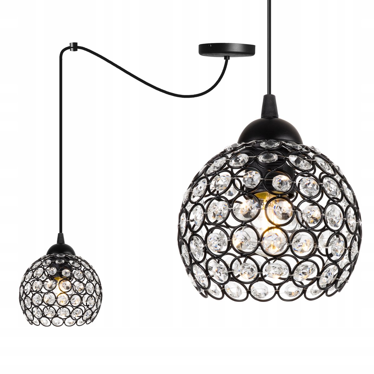 Spider Kristallen Hanglamp Metaal Zwart met Kristal - E27