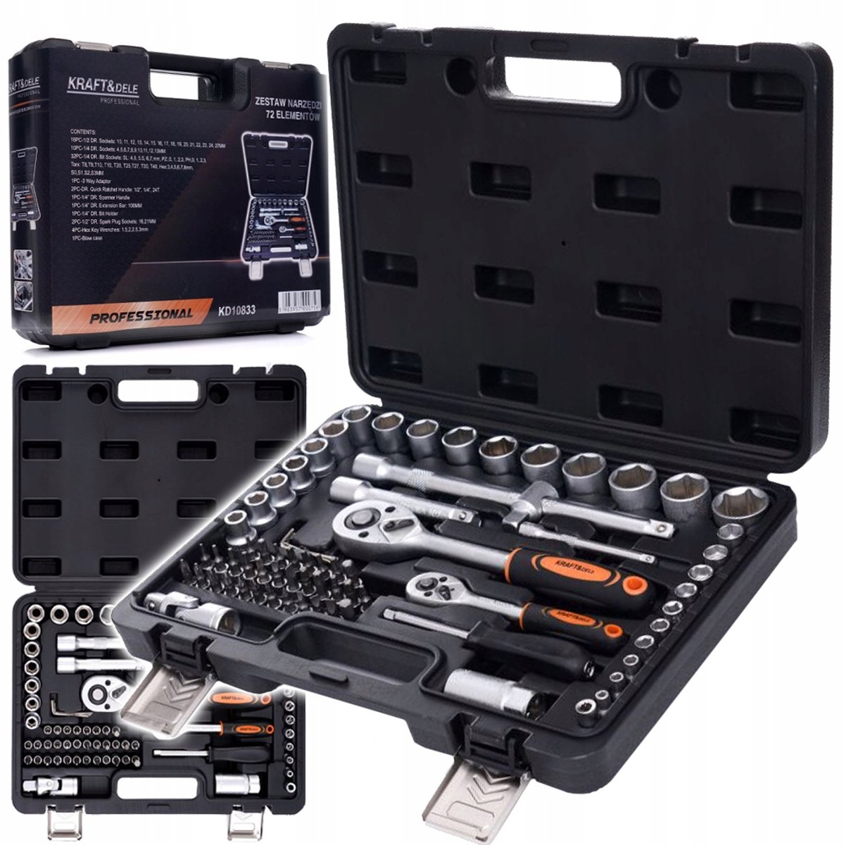 72-delige Doppenset met Ratel, Torx & Bits in Koffer