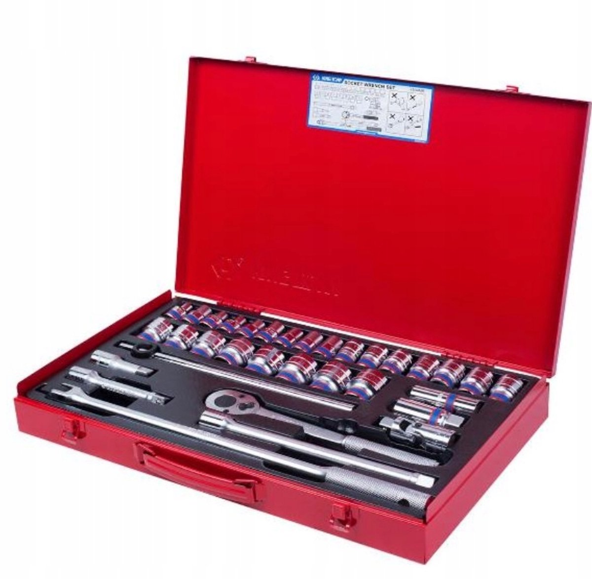King Tony Dopslagdoppen Set 1/2" 12-kant 10-32mm met Ratel 33 Delen