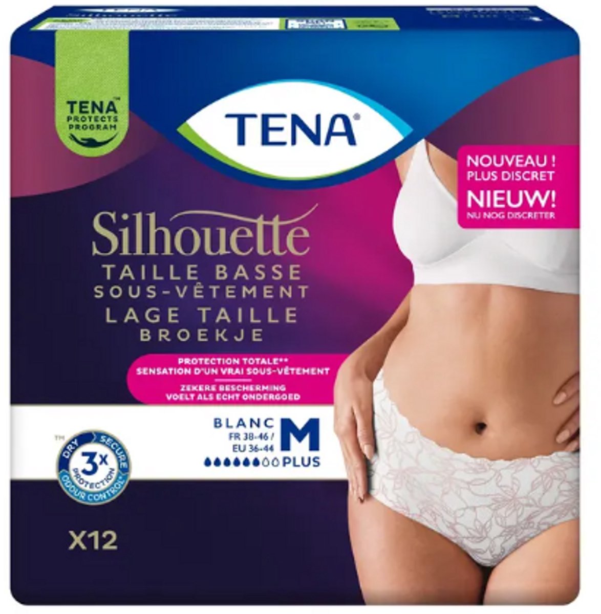 Tena Silhouette Plus Wit - Lage taille Medium - 6 pakken van 12 stuks