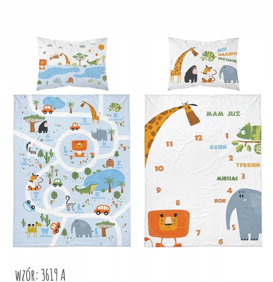 Kinderbedje Dekbedovertrek 90x120cm - Blauw met dierenprint