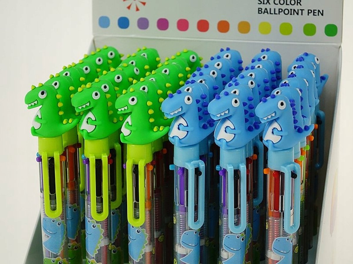 Dino 6-in-1 Kleuren Pen