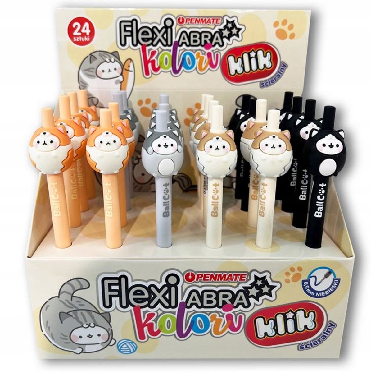 Uitwisbare Pen Flexi Blauw Katje - 0.5mm