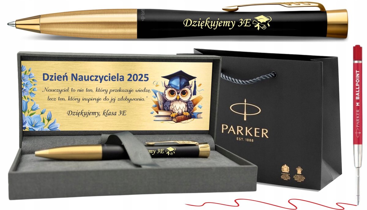 Parker Urban GT Gegraveerd Goud & Zwart - Cadeau met Rode Vulling