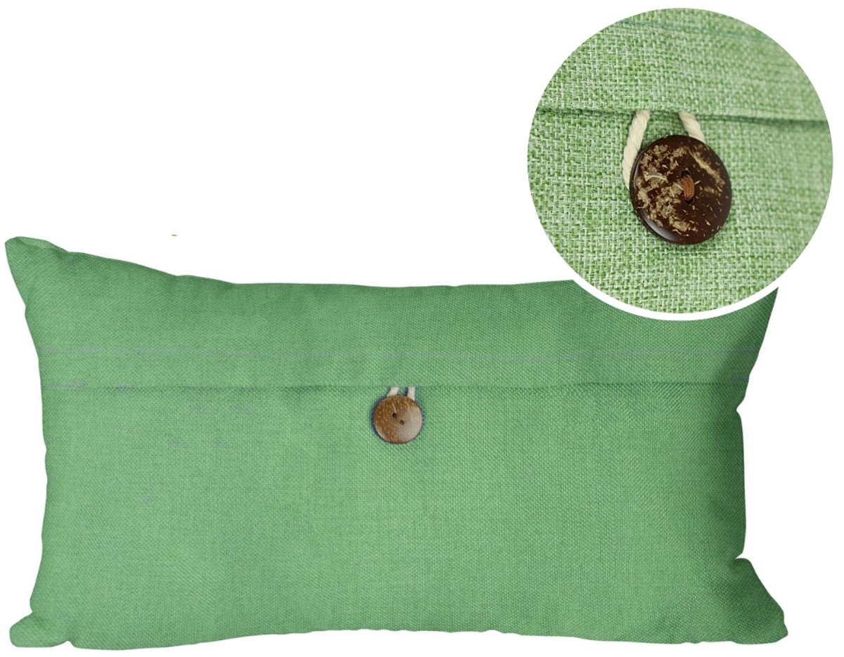 Hermes Vintage Decoratieve Kussenhoes 30x50cm Groen Retro Stijl met Houten Knop