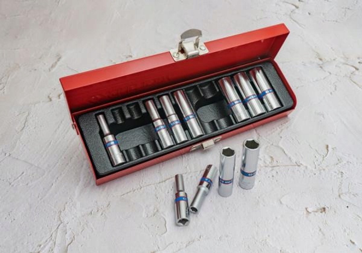 King Tony Dopsleutel Set 1/4" 6-kant 11-delig 4-13mm Lang