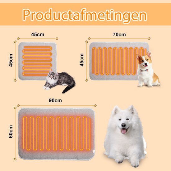 Tapis chauffant pour animaux WARMFAY L70 - Imperméable et réglable - Pour Chats et Chiens de taille moyenne (45x70cm)