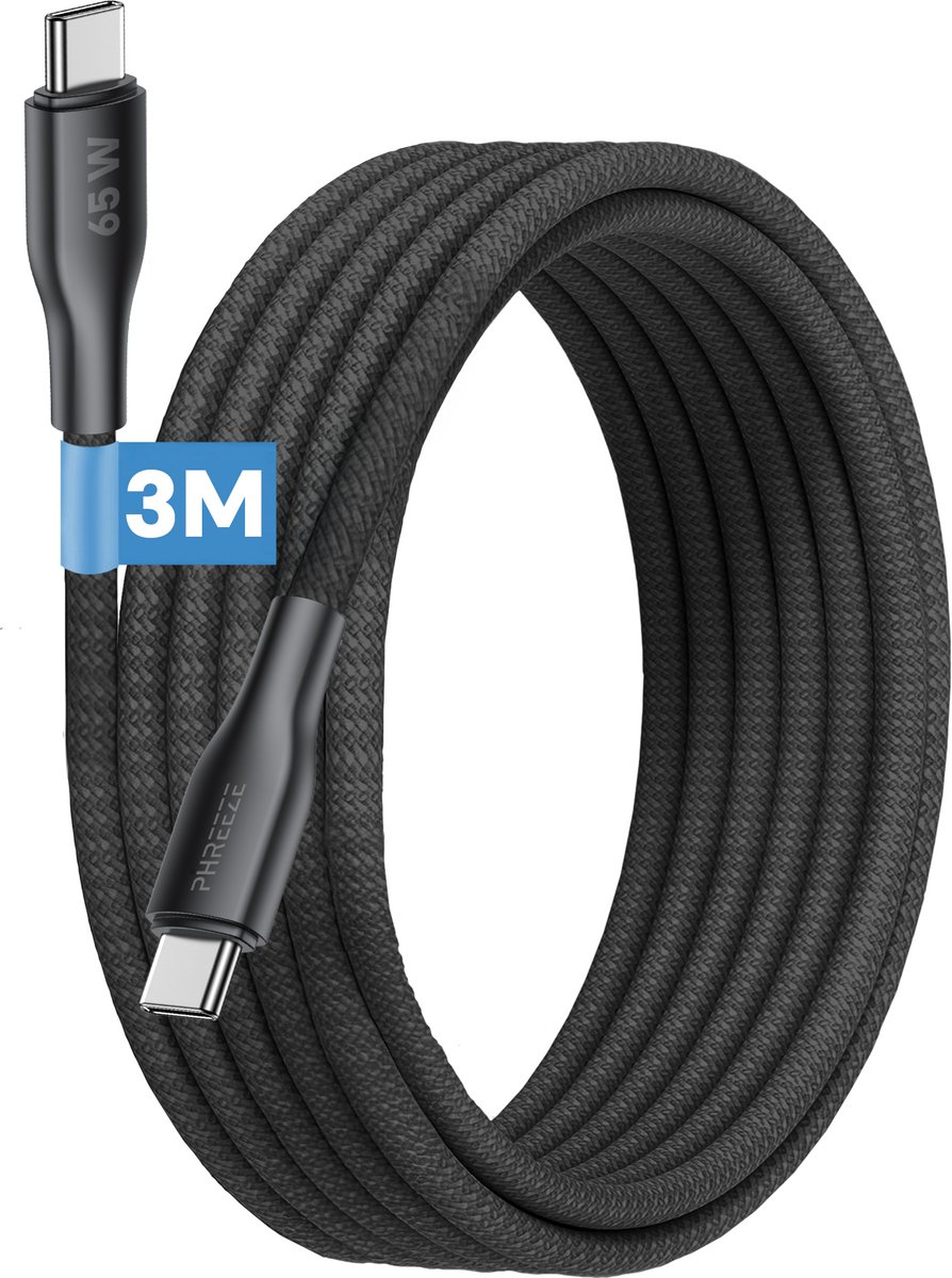 Usb C oplaadkabel - Usb C naar usb C kabel - 3m lang - Phreeze