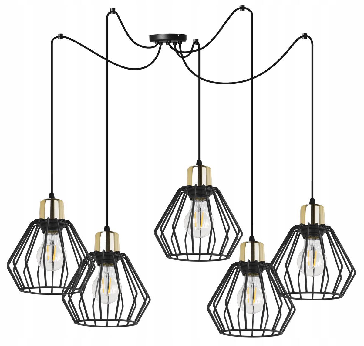 Zwarte Hanglamp Spider Nuvola 5xE27 Loft Stijl