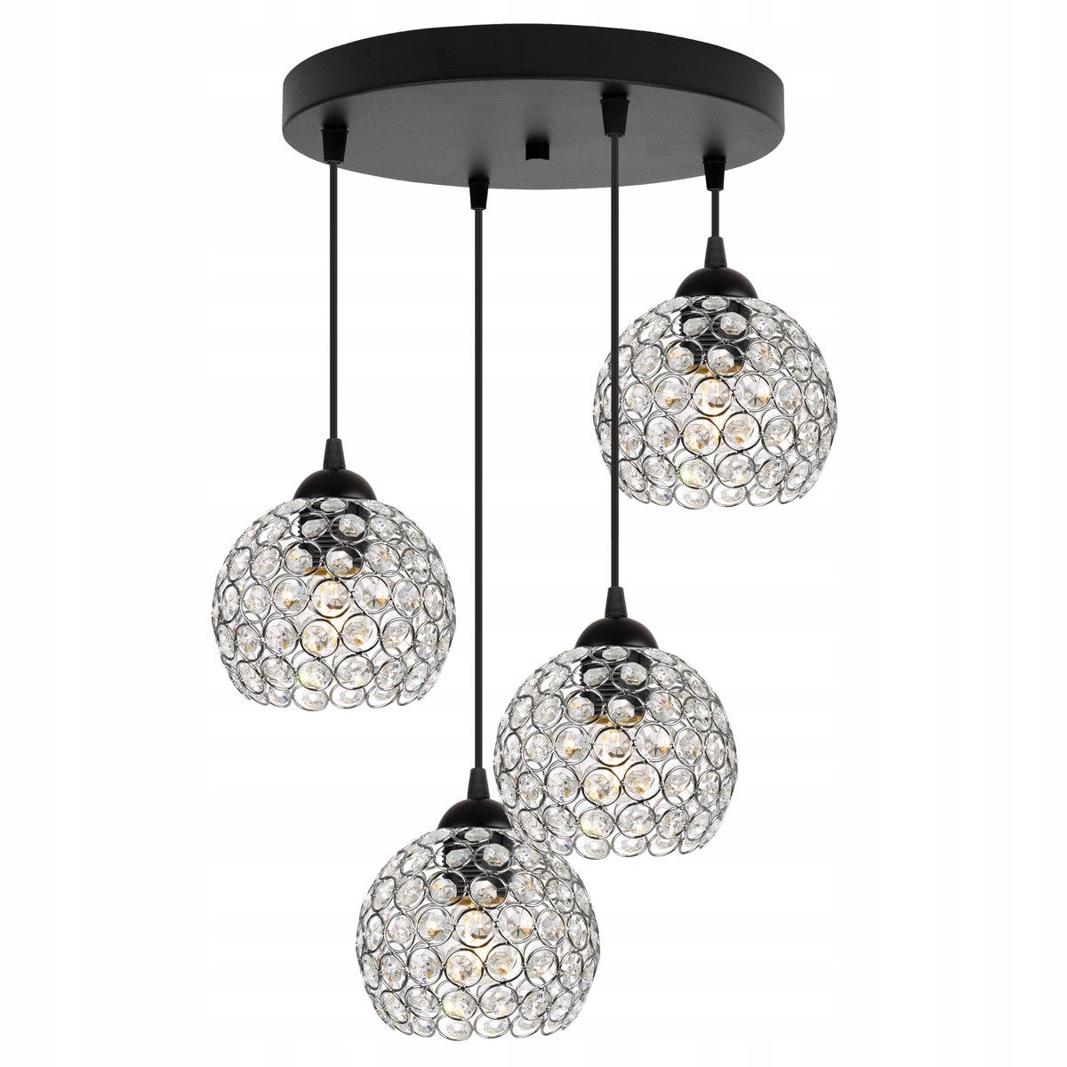 Glamour Kroonluchter Zwart Chroom Kristal - Salon & Eetkamer