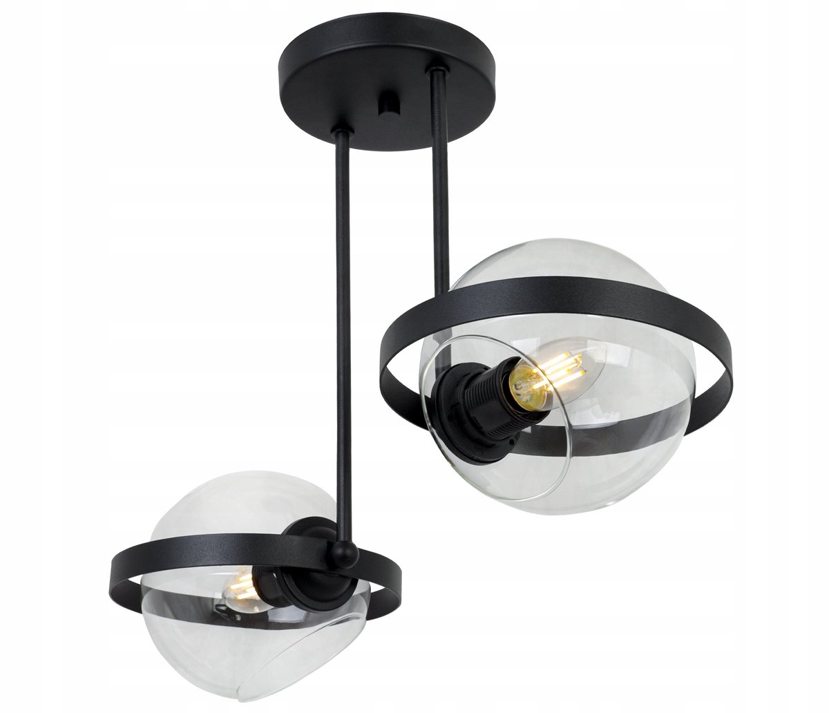 Hanglamp Ring Glas Zwart Goud Chroom Loft Stijl E27