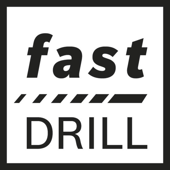 Zwart-witte logo met de tekst 'fast DRILL'.