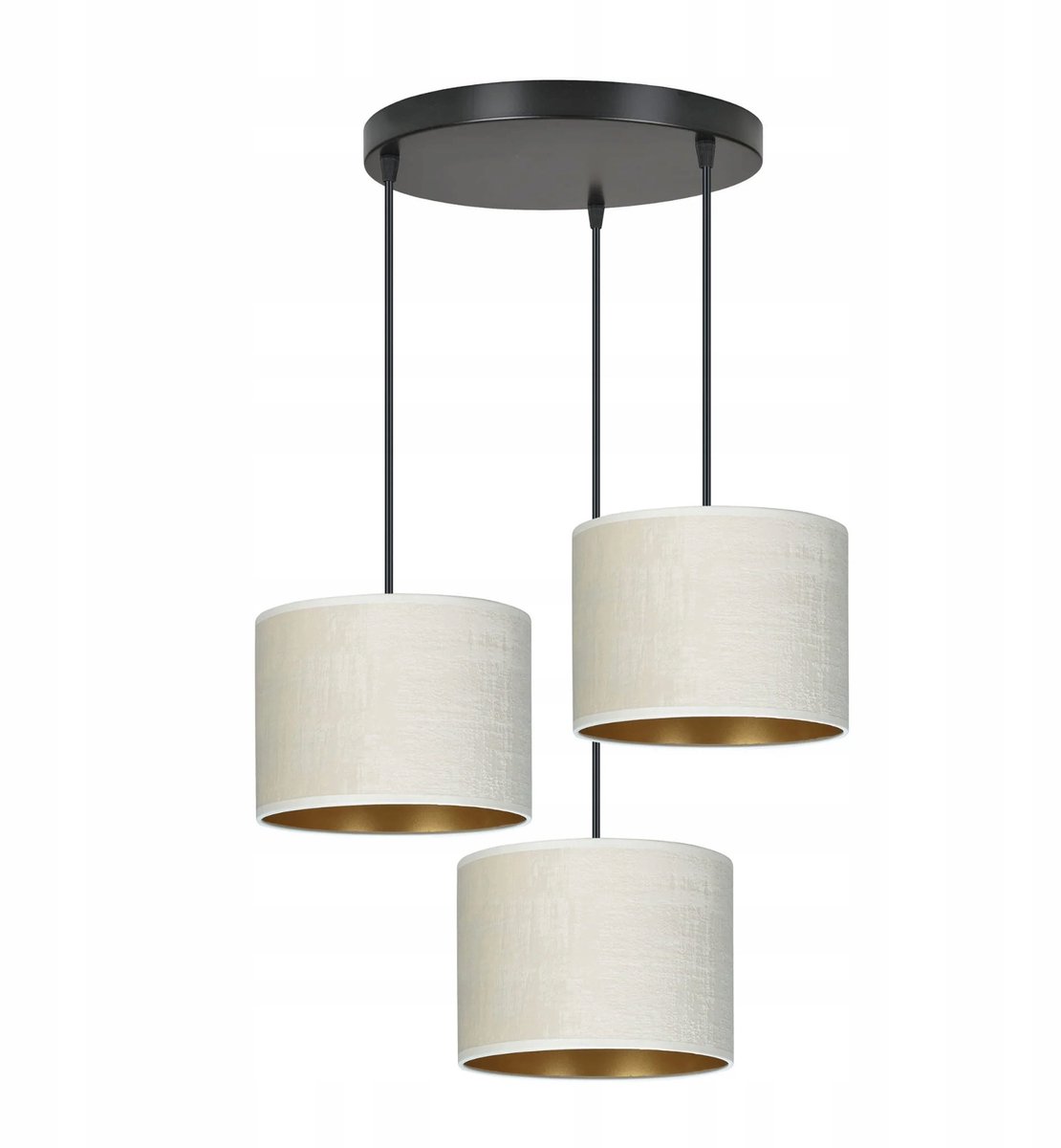 Emibig HILDE hanglamp 3xE27 zwart/beige/goud - modern design