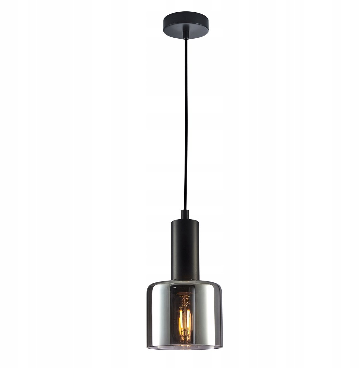 Santia Hanglamp Zwart/Gedimd Glas - 1 Lichtpunt E27