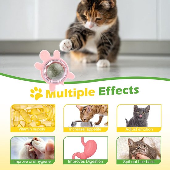 Pomponbal voor kat verrijkt met kattenkruid - Meerdere kleuren