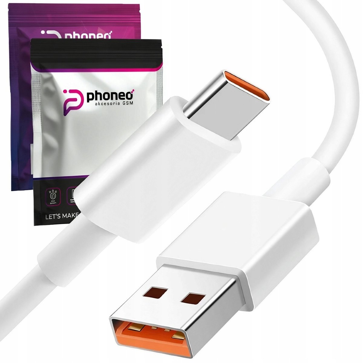 Phoneo USB-C kabel 120W 6A 2m Wit - Snel Opladen & Data
