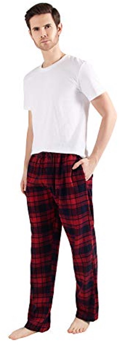 Comfortabele 100% Katoenen Flanellen Pyjama's met Zakken voor Mannen