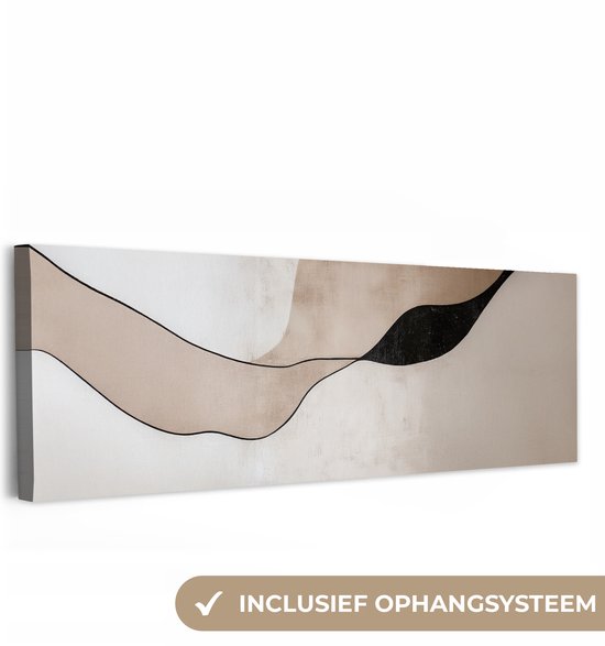 Canvas schilderij 150x50 cm - Exclusieve wanddecoratie Contourlijnen - Abstracte landschap - Muurdecoratie woonkamer - Slaapkamer decoratie - Kamer accessoires - Schilderijen op canvas