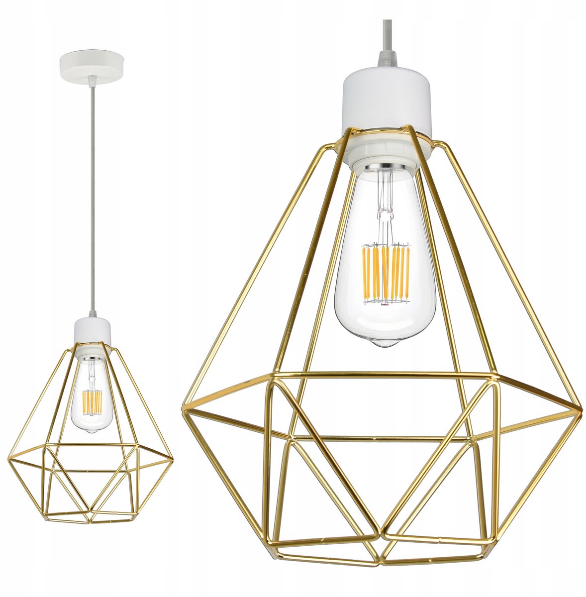 Loft Hanglamp Edison Wit Goud LED E27 - Stijlvol Woonaccessoire