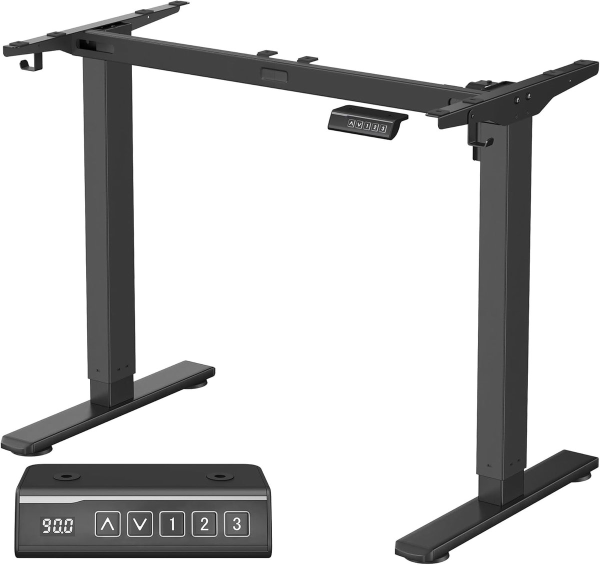 VASAGLE - voor zit en sta bureau - hoogte verstelbaar -breedte verstelbaar 90 t/m 140 cm - hoogte verstelbaar 72 t/m 120 cm - zonder bureaublad - zwart metalen frameoogtes, staal, inktzwart LSD021B01