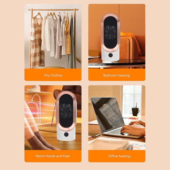 GAIATOP® Luchtverhitter, Energie-efficiënte Kleine Ruimteverwarmer Voor Slaapkamers Ptc Keramische Elektrische Ruimteverwarmer Voor Kantoor En Stacaravan