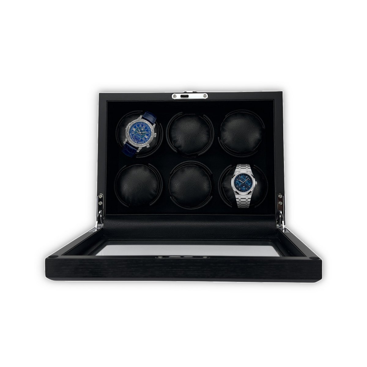 Leader Luxe Watchwinder voor 6 horloges - Horloge opwinder - horloge box - Zwart Veneer