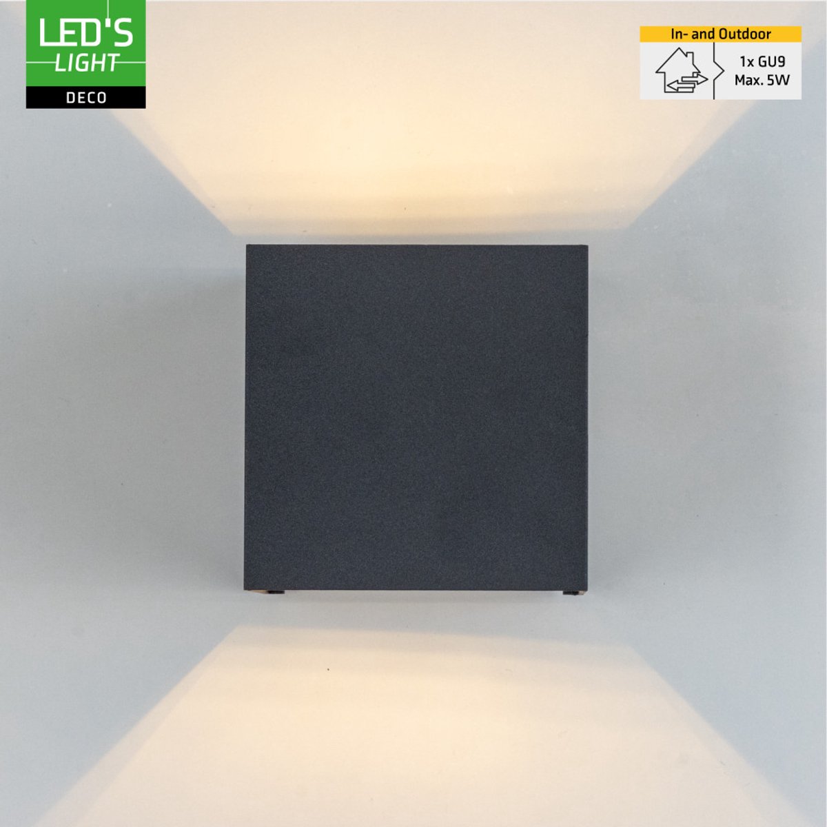 LED’S LIGHT DECO Buitenlamp zonder Lichtbron - Verstelbare Kappen - 1x G9 Fitting - Waterdicht IP65 Wandarmatuur - Tuinverlichting Gevel - Voor Binnen en Buiten - Antraciet