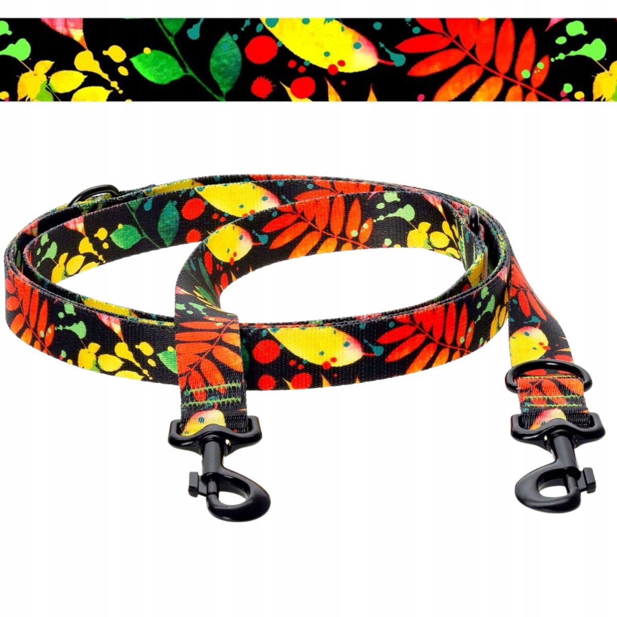 Ukory Verstelbare Hondensnoer 240cm - Zwart met Bladeren