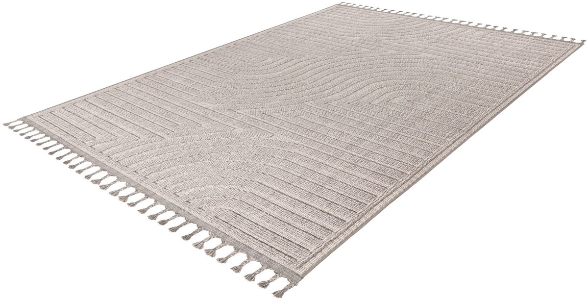 Lalee Luxor Vloerkleed - Berberstijl - Boho Modern - Zilver - 3D-effect - Onderhoudsvriendelijk - Comfortabel