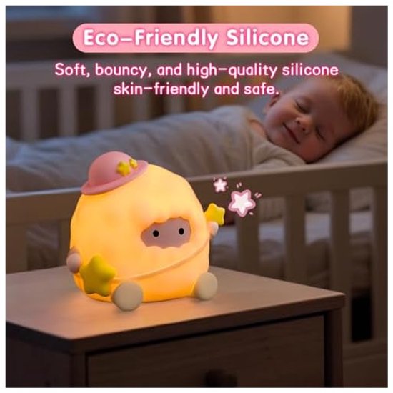 Babynachtlampje, oplaadbare kinderkamerlamp, dimbaar zacht licht, 3 helderheidsniveaus en 7 kleuren LED-nachtlampje, geschikt voor de kinderkamer, borstvoeding en slapen — afbeelding 5