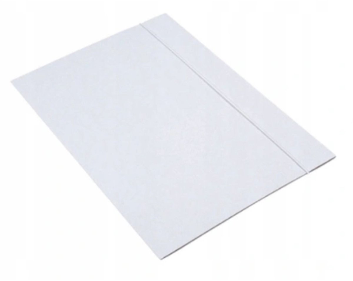 Barbara Kartonnen Map A4 met Elastiek, 280 g/m², Wit